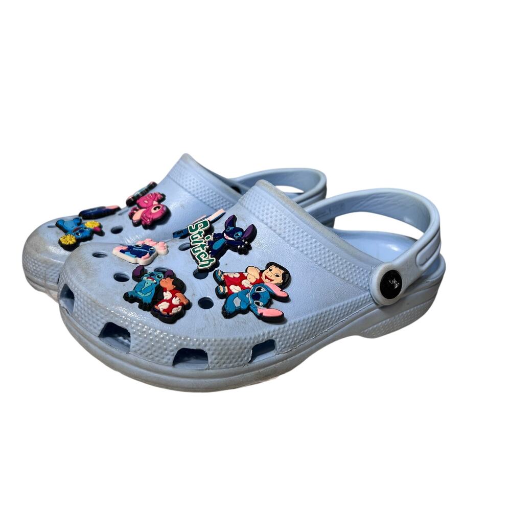 Blue Lilo and Stitch Crocs Sandal Youth Junior 4 or Women’s 6 Ten Jibbitz Charms